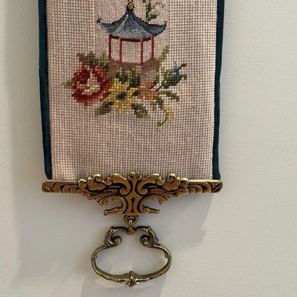 Vintage Handmade Needlepoint Bell Pull 51
